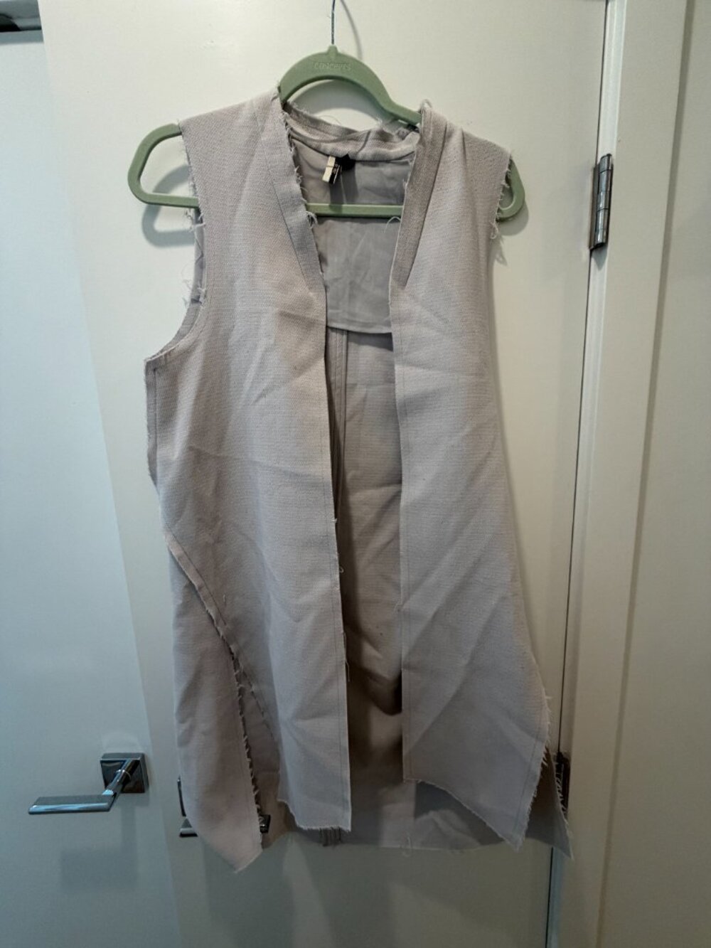 TOPSHOP Light Grey Textured Raw Edge Open Front Duster Vest